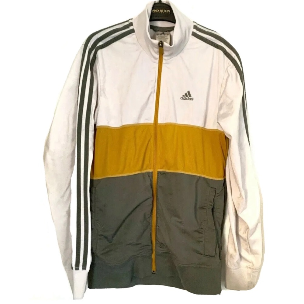 Vintage Style Adidas Track Jacket Men’s Small Colour Blocked Grey Athletic Gym